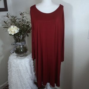ELLOS BURGUNDY MIDI DRESS SZ.2X EUC